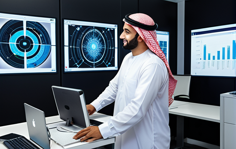 **Prompt:** A dynamic and modern scene within a sophisticated Arab business office, vividly illustrating the impact of digital transformation. Robotic Process Automation (RPA) is subtly represented by glowing, interconnected data streams and virtual interfaces that streamline repetitive tasks like data entry and invoice processing. In the foreground, well-dressed Arab professionals are seen collaborating and engaging in strategic discussions, their faces reflecting increased productivity, innovation, and a sense of relief from manual burdens. The overall atmosphere should be one of futuristic efficiency, significant cost reduction, and optimized human potential in a clean, high-tech environment.