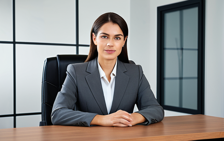 **

A professional businesswoman in a modest business suit, sitting at a desk in a modern office, fully clothed, appropriate attire, safe for work, perfect anatomy, natural proportions, professional photography, high quality

**