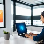 인사 정책 - **Prompt:** A vibrant, sun-drenched modern office space designed for hybrid work. Diverse employees,...