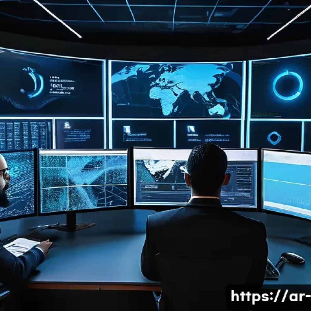 정보 시스템 보안 - A modern corporate cybersecurity operations center in a Middle Eastern business environment, featuri...