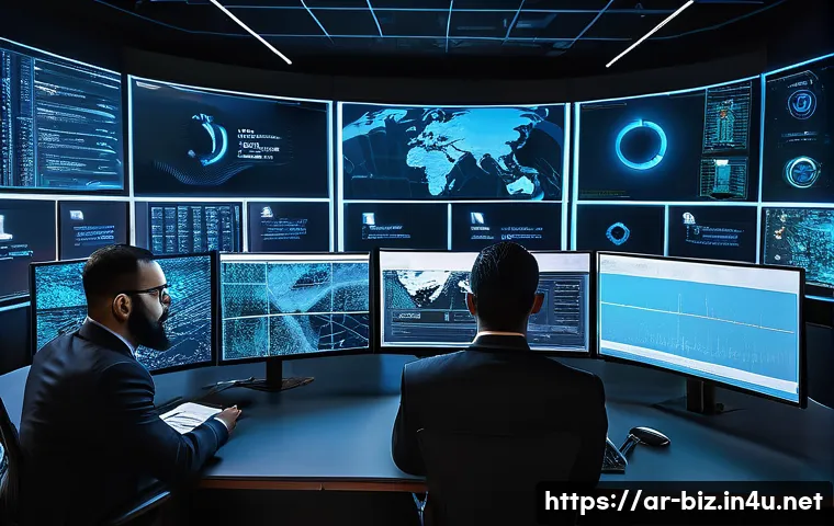 정보 시스템 보안 - A modern corporate cybersecurity operations center in a Middle Eastern business environment, featuri...